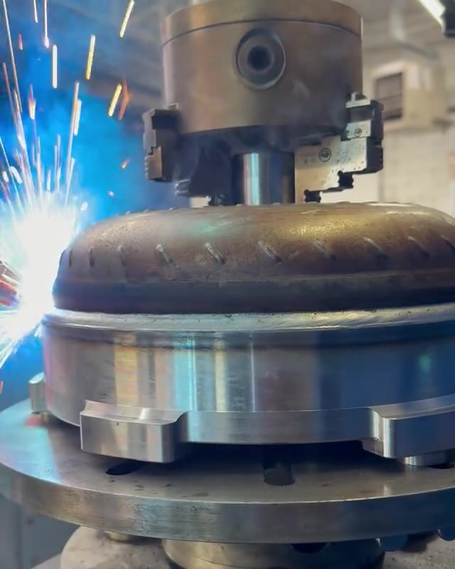 A TRT torque converter being welded in the shop